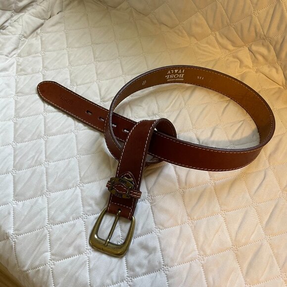 Bosi Italian Brown Genuine Leather Belt size 38 - Picture 1 of 10